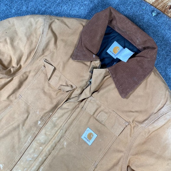 Vintage Carhartt C0186 Jacket Mens 46 Brown Duck Cloth Workwear Embroidered‎